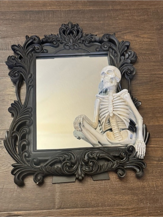 Other - Black Ornate Wall Mirror with Skeleton Accent
